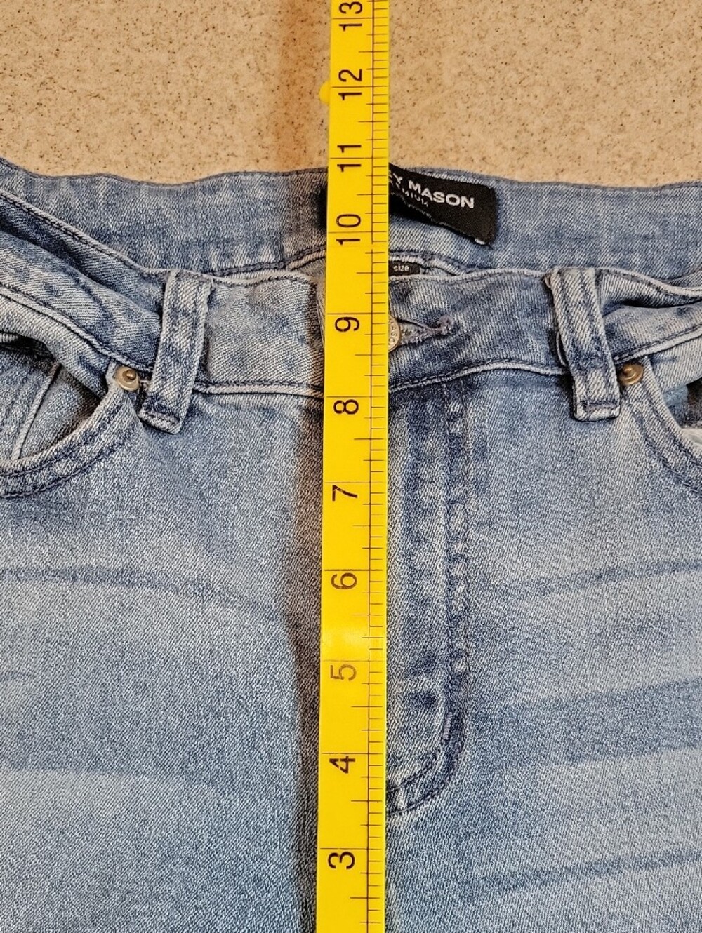 Ashley Mason Embroidered Flare Raw Hem Denim Jeans Cotton Blend Stretch Size 28 - Picture 12 of 14